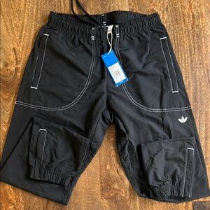 Adidas Black Jogger Pants with White Stitching